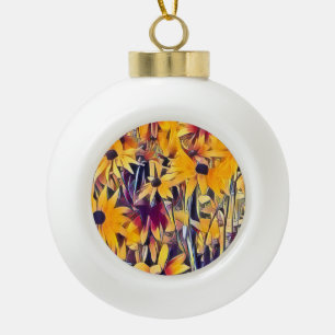 RUDBECKIAS CERAMIC BALL CHRISTMAS ORNAMENT