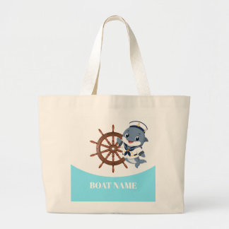 Rudder wheel-dolphin large tote bag