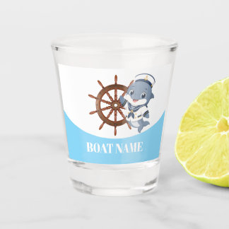 Rudder wheel-dolphin shot glass