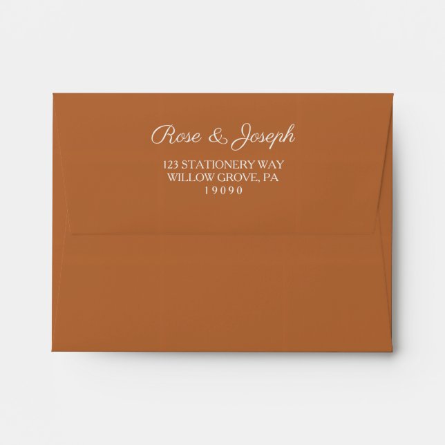 Ruddy Brown Old Money Wedding Envelope (Back (Top Flap))