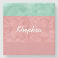 Ruddy Pink Batik And Blue Watercolor Name