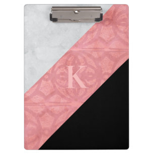 Ruddy Pink Batik And Grey Watercolor Clipboard