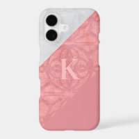 Ruddy Pink Batik And Grey Watercolor Letter