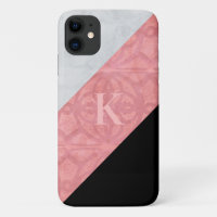 Ruddy Pink Batik And Grey Watercolor Letter