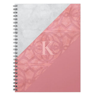 Ruddy Pink Batik And Grey Watercolor Letter Notebook