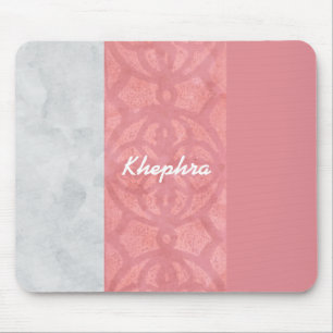 Ruddy Pink Batik Grey Watercolor Name Mouse Pad