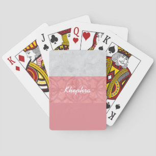 Ruddy Pink Batik Grey Watercolor Name Playing Cards