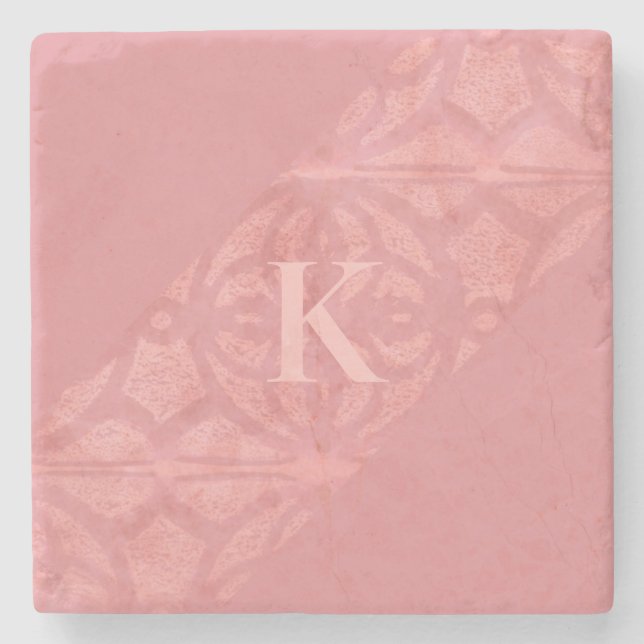 Ruddy Pink Batik Letter Stone Coaster (Front)