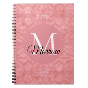 Ruddy Pink Batik Name and Year Monogrammed Notebook