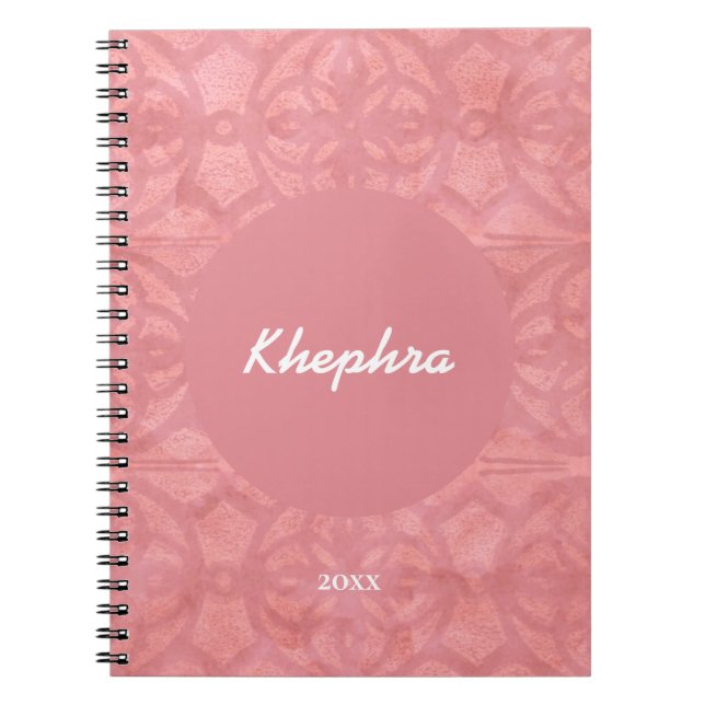 Ruddy Pink Batik Name and Year Notebook (Front)