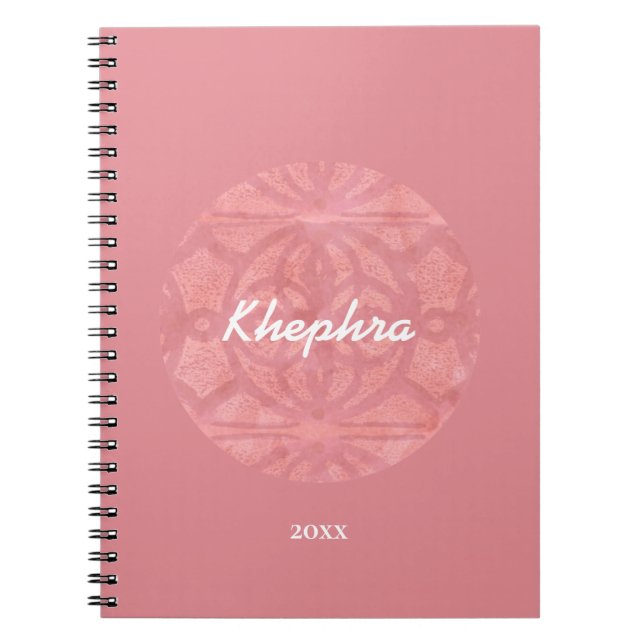 Ruddy Pink Batik Name and Year Notebook (Front)