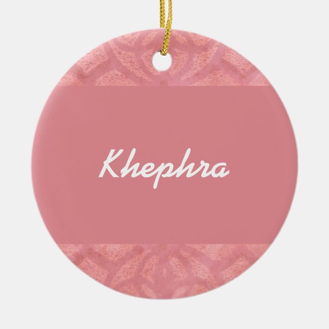 Ruddy Pink Batik Name Ceramic Ornament (Front)