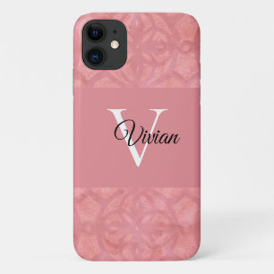 Ruddy Pink Batik Name Monogrammed iPhone 11 Case