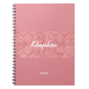 Ruddy Pink Batik Watercolor Name and Year Notebook