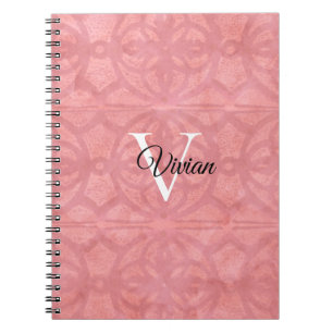 Ruddy Pink Batik With Monogram and Name Notebook