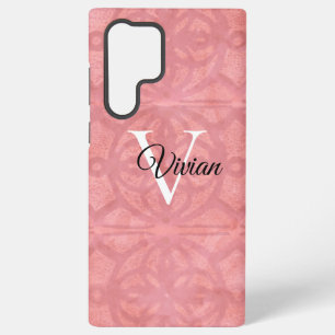 Ruddy Pink Watercolor Monogram Name Samsung Galaxy Case