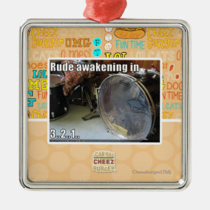 Rude awakening in metal ornament