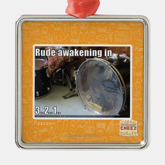 Rude awakening in metal ornament (Front)