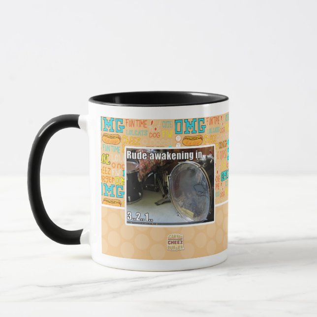 Rude awakening in mug (Left)