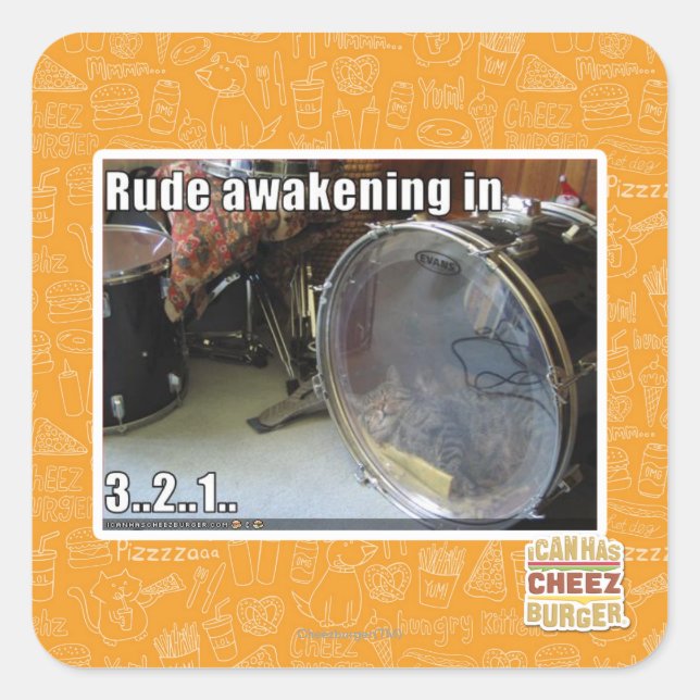 Rude awakening in square sticker (Front)