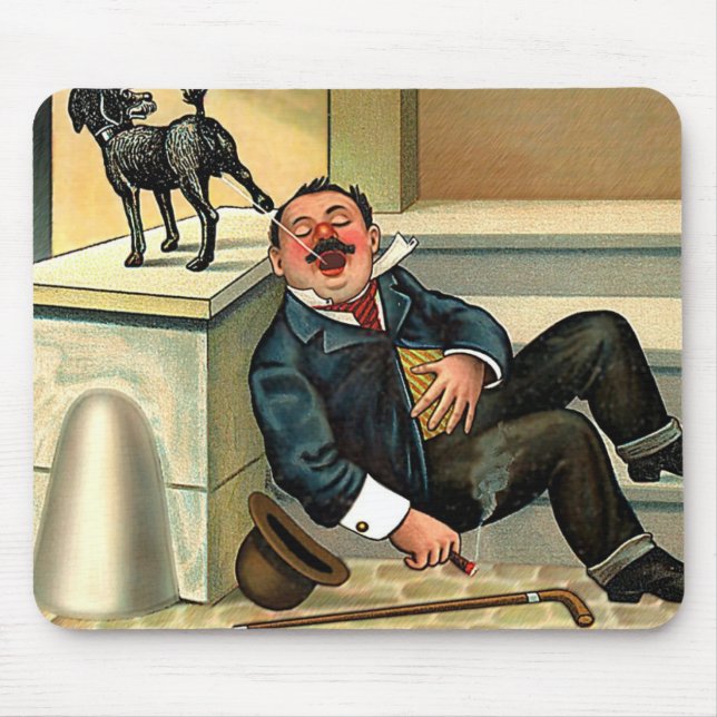 RUDE AWAKENING - Vintage Dog Art Mouse Pad (Front)