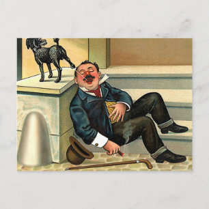 RUDE AWAKENING - Vintage Dog Art Postcard