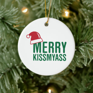 Rude Christmas Ceramic Ornament