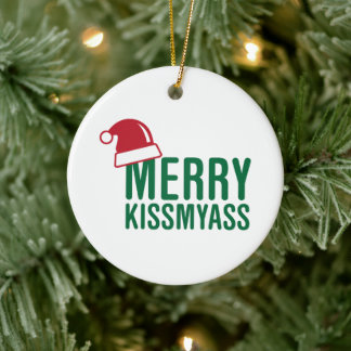 Rude Christmas Ceramic Ornament