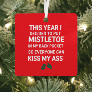 Rude Christmas Funny Noel Hilarious Christmas Tree Metal Tree Decoration