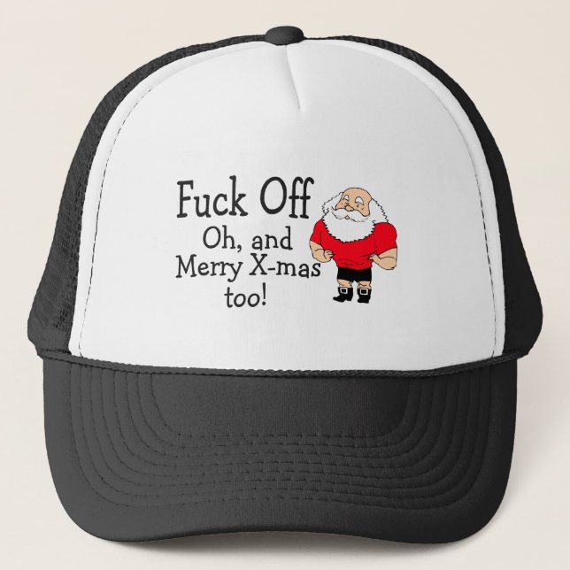 Rude Christmas Greeting Trucker Hat (Front)