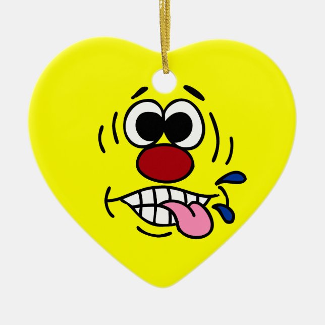 Rude Face Grumpey Ceramic Tree Decoration (Front)