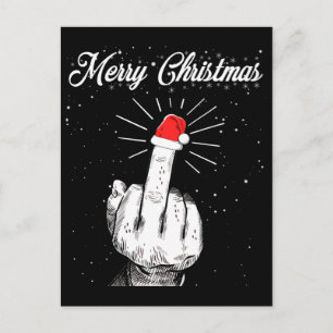 Rude Merry Christmas Middle Finger Xmas Ugly Postcard