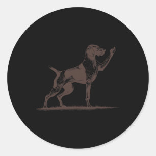 Rude Pointer Dog Hole German Shorthaired Pointer D Classic Round Sticker