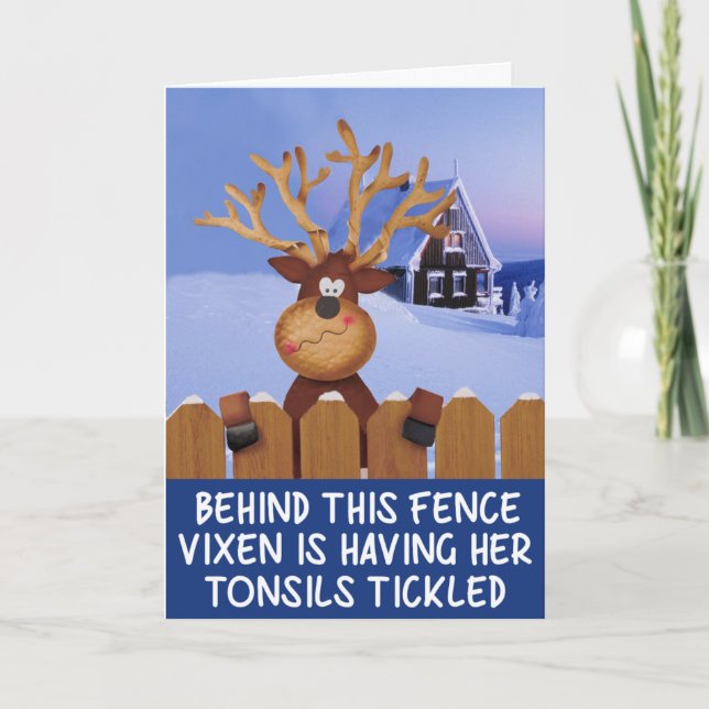 Rude reindeer Christmas Holiday Card (Front)