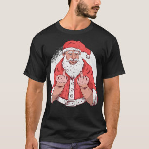 RUDE SANTA says F ck Off Middle Finger Funny Chris T-Shirt
