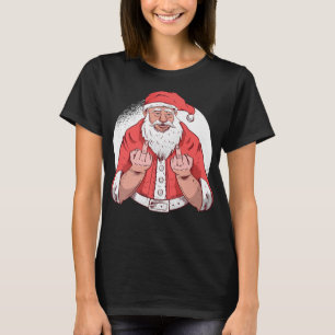 RUDE SANTA says F ck Off Middle Finger Funny Chris T-Shirt