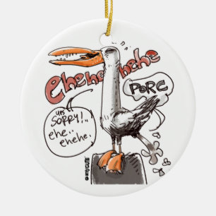 rude seagull cartoon style digital drawing ceramic ornament