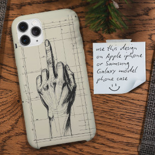 Rude Sketch Blueprint Middle Finger Hand   iPhone 13 Case