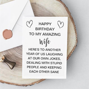 Rude Wife Birthday Card from Husband / Humour gift