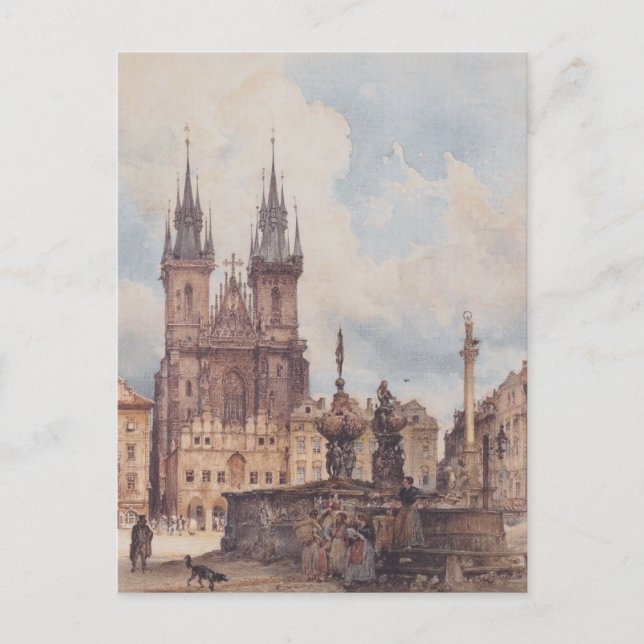 Rudolf Alt- View of the Old Town Square Postcard (Front)