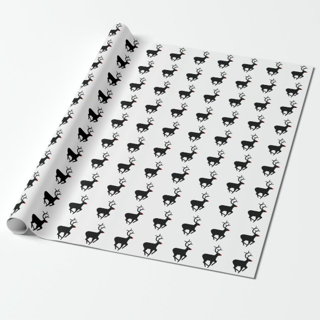 Rudolf - Black Wrapping Paper (Unrolled)