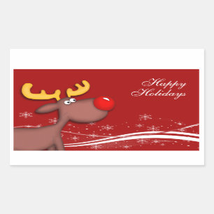 Rudolf Christmas Greetings Rectangular Sticker