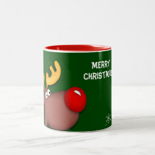 Rudolf Christmas Greetings Two-Tone Coffee Mug