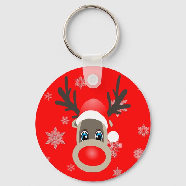Rudolf - Christmas reindeer Key Ring (Front)