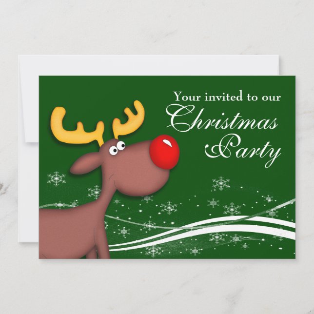 Rudolf Reindeer Company Christmas Party Invitation (Front)