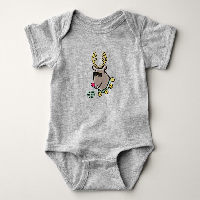 Rudolf Reindeer T-Shirt Baby Bodysuit (Front)