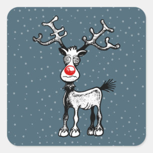 Rudolf the Reindeer has Crazy Eyes Square Sticker