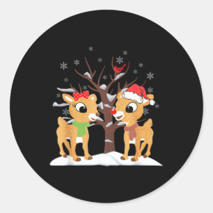 Rudolph And Clarice Christmas Kids Girls Tee Reind Classic Round Sticker