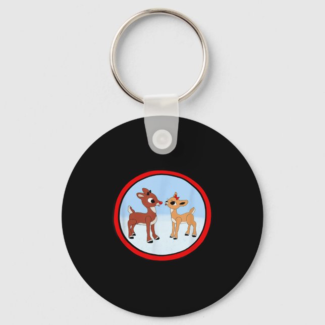 Rudolph And Clarice Christmas Kids Girls Tee Reind Key Ring (Front)