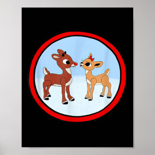 Rudolph And Clarice Christmas Kids Girls Tee Reind Poster